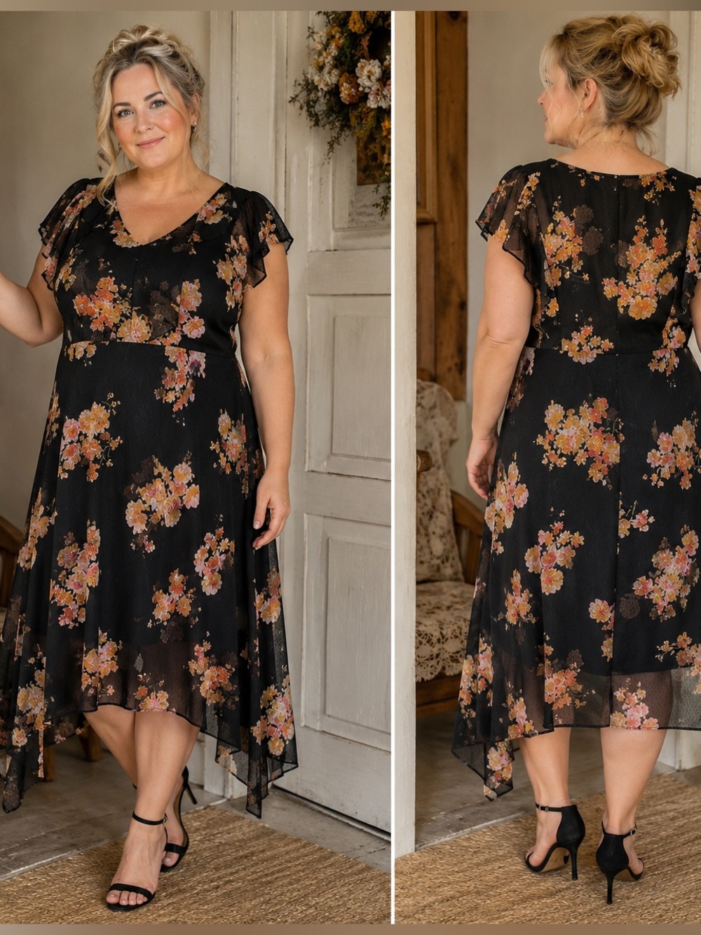 New York clothing company 🌷Floral black dress size 16